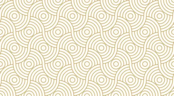 Vector illustration of Pattern seamless circle abstract wave background stripe gold luxury color and line. Geometric line vector.