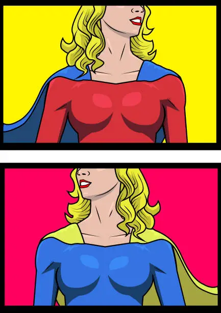 Vector illustration of Vector Female Superhero Chest Illustration