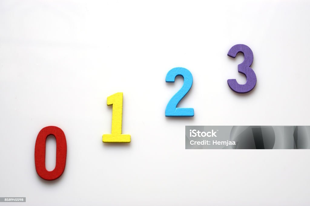 Three Zero Letters Zero To Three Multicolored Number Letters Are Lined On White Background ...