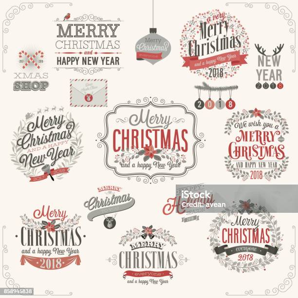 Christmas Set Labels Stock Illustration - Download Image Now - Christmas, Christmas Card, Label