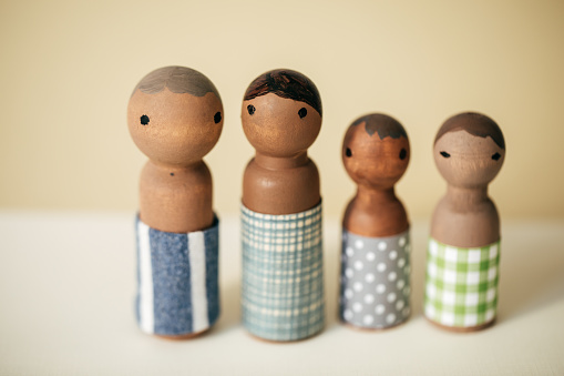 Multi-ethnic wooden family