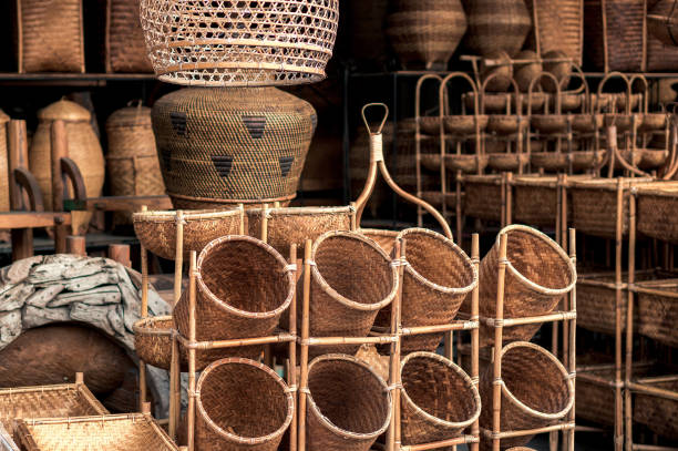 istock Wattled baskets in souvenir shop 858954884
