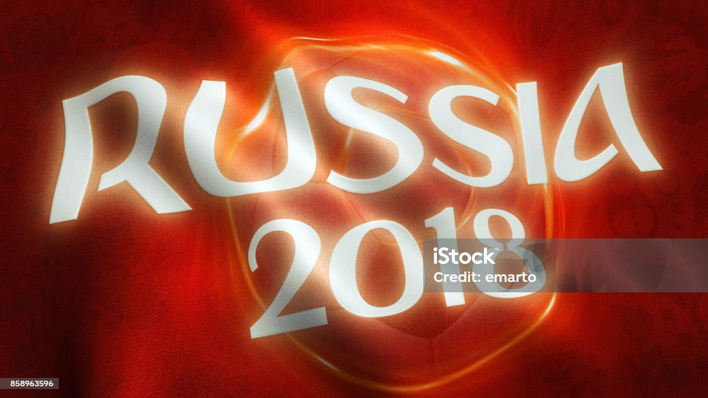 Russia 2018 Football Soccer Banner Russia 2018 World Championship Theme Banner. Logo Stock Photo