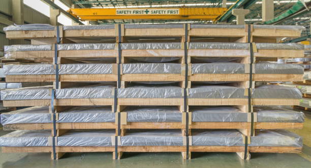 istock Shear steel plate, cutting sheet in factory warehouse 858965954