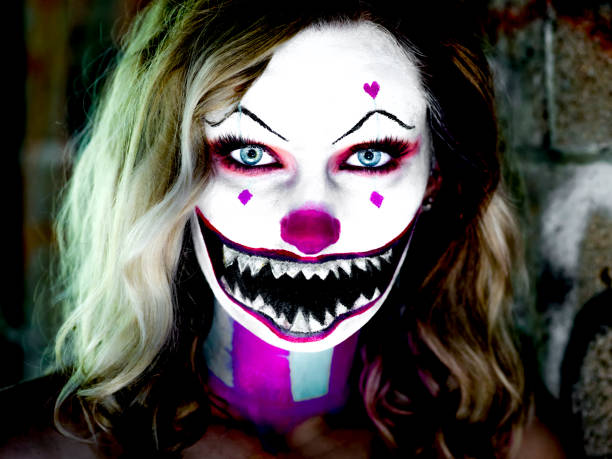 Creepy clown face Creepy clown halloween face paint stock pictures, royalty-free photos & images