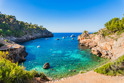 Beautiful bay beach of Cala Deia, Mallorca Spain.