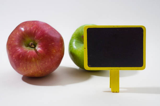istock Blank price board with Green and red Apples 858986526