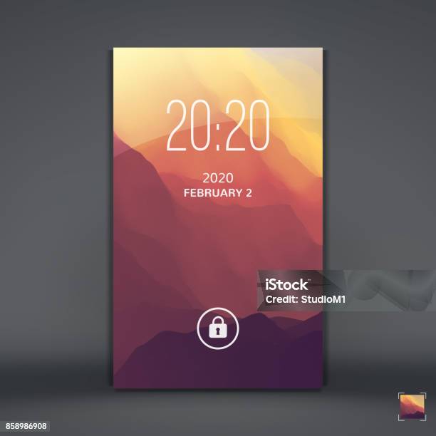Android Lock Screen Vector Modern Lock Screen For Mobile Apps Mobile Wallpaper Vector Illustration ...