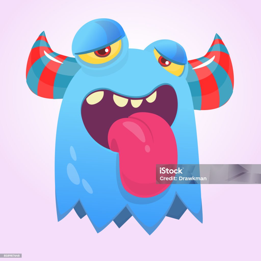 Dễ Thương Hạnh Phúc Phim Hoạt Hình Quái Vật Với Sừng Quái Vật Mỉm ...