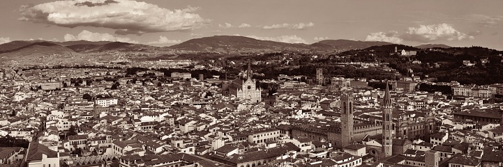 City skyline in Florence rooftop view in Italy panorama