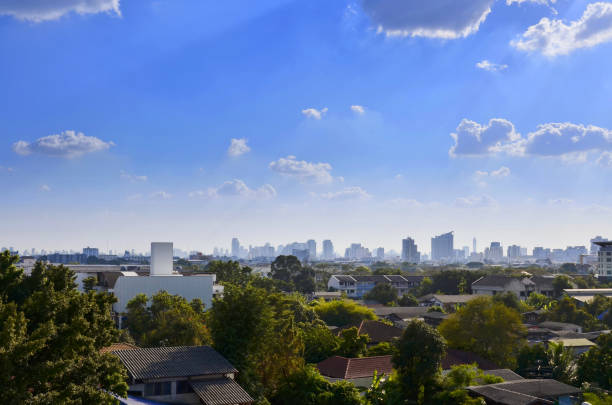 istock Blue sky from Bangkok city in midday light 859001356