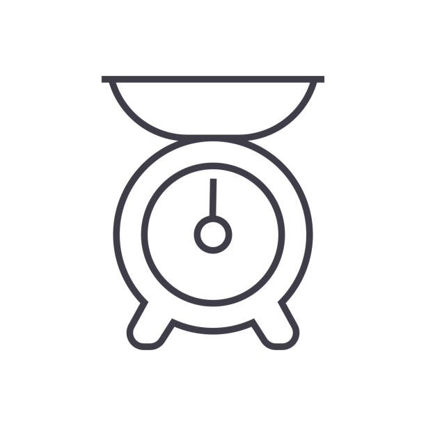 kitchen weight vector line icon, sign, illustration on background, editable strokes kitchen weight vector line icon, sign, illustration on white background, editable strokes oven dials stock illustrations