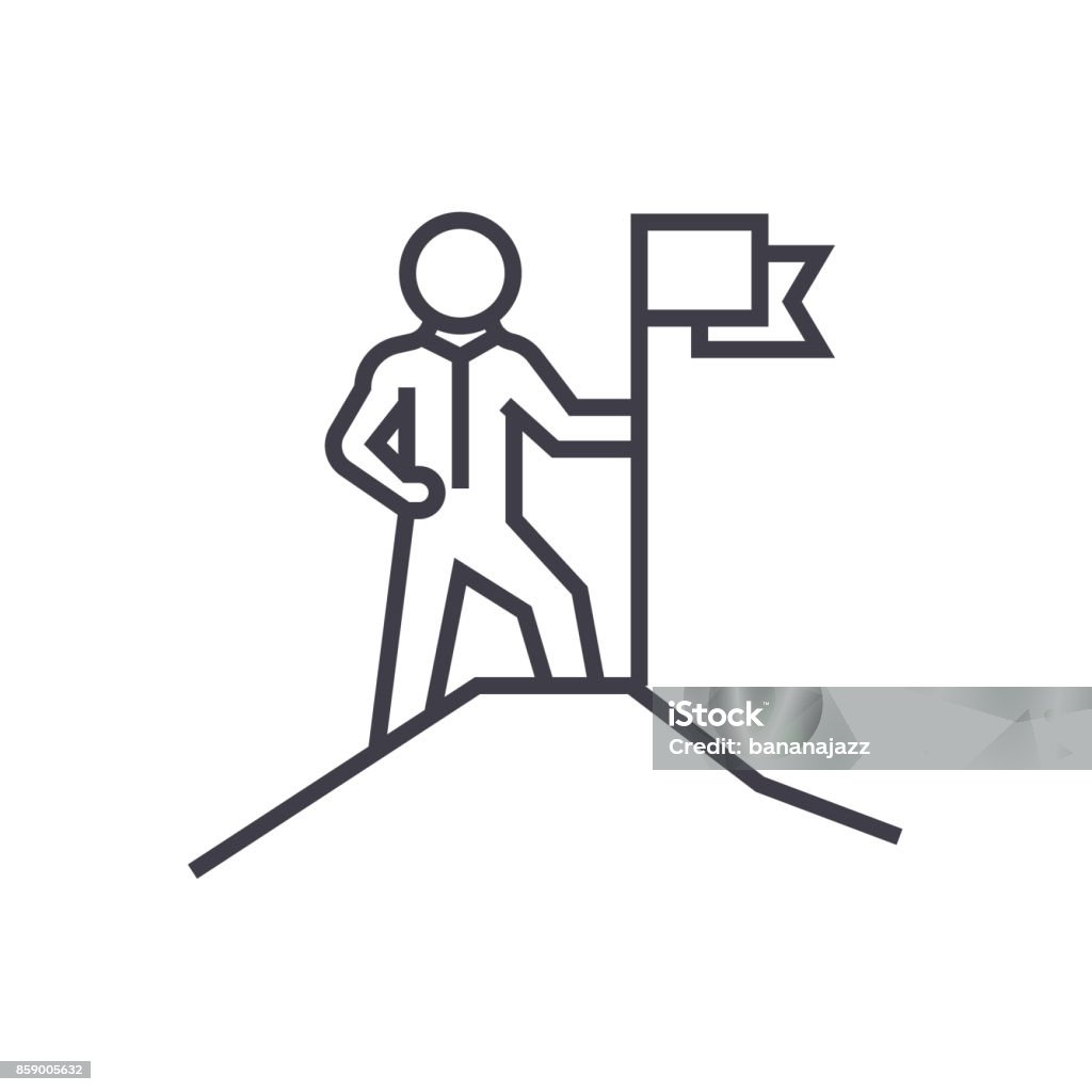 leadership,man with flag vector line icon, sign, illustration on background, editable strokes leadership,man with flag vector line icon, sign, illustration on white background, editable strokes Leadership stock vector