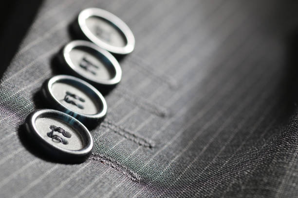 button suit stripe button of suit stripe grey colored clothes coat wool button clothing stock pictures, royalty-free photos & images