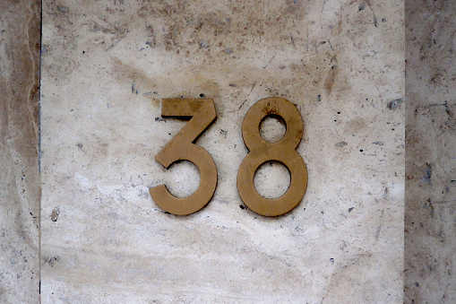 Close-up on a Number 38.