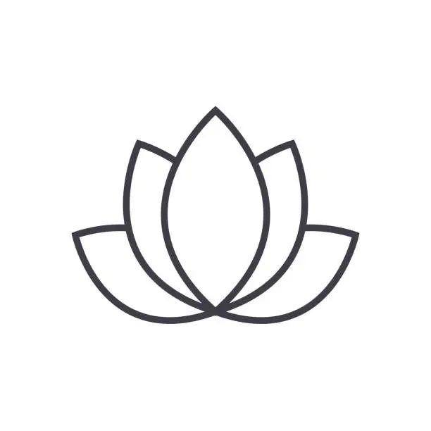 Vector illustration of lotus,india vector line icon, sign, illustration on background, editable strokes