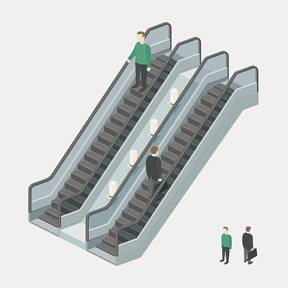 Escalator. Isometric view. Vector illustration.