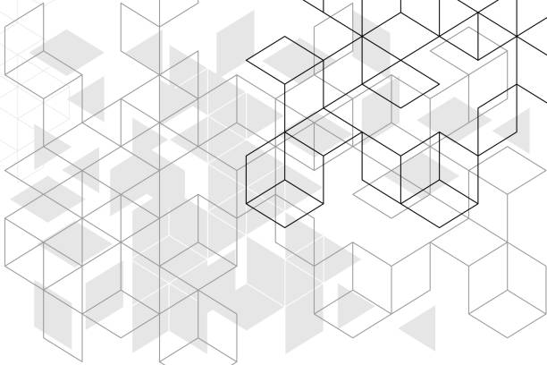 abstrakte boxen hintergrund - hexahedron stock-grafiken, -clipart, -cartoons und -symbole