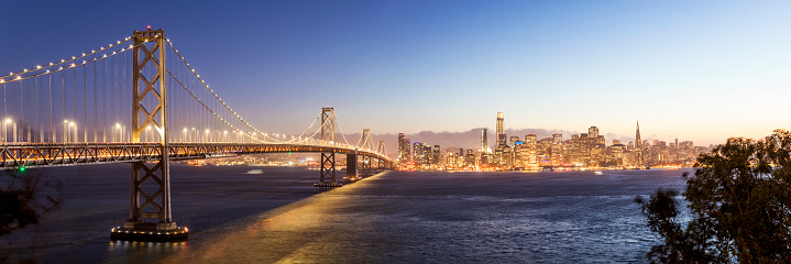 Looking from Treasure Island towards San Francisco with the Bay Bridge in the foreground