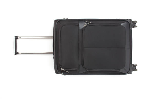 istock Road black suitcase with handle. The view from the top 859050892