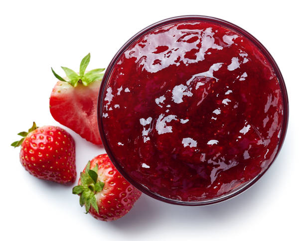 bowl of strawberry jam - marmelada imagens e fotografias de stock