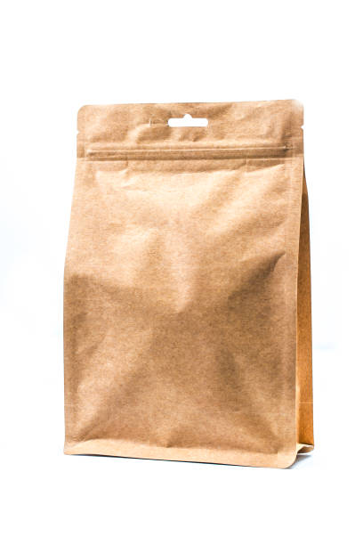 istock Brown textured paper bag set isolated on white background 859076676