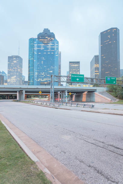 istock Houston Downtown from Allen Parkway at blue hour 859079872