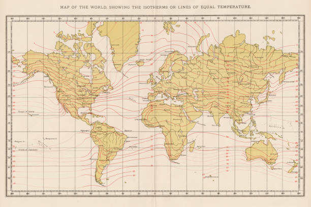 World Map Temperature 1893 Stock Illustration - Download Image Now