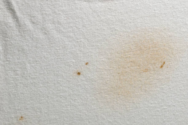 istock Stain of food on white cloth 859097912