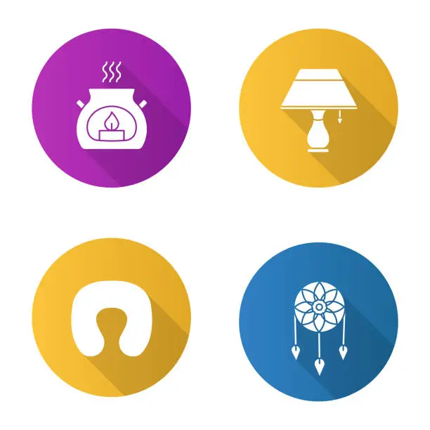 Vector illustration of Sleeping accessories icons