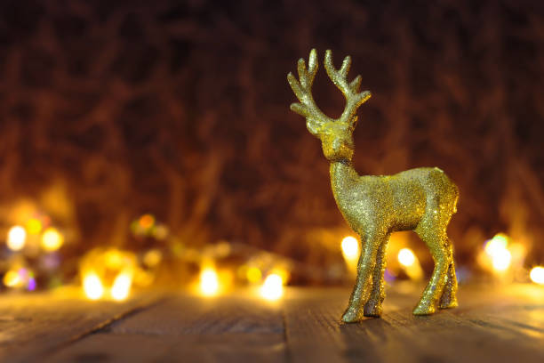istock Christmas Reindeer background with lights 859111488
