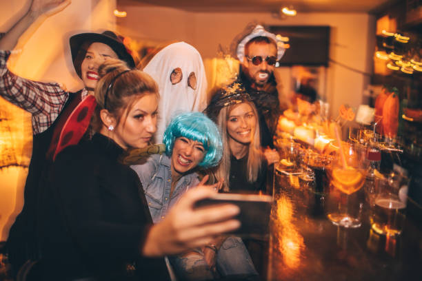 istock Group selfie on a Halloween party 859114488