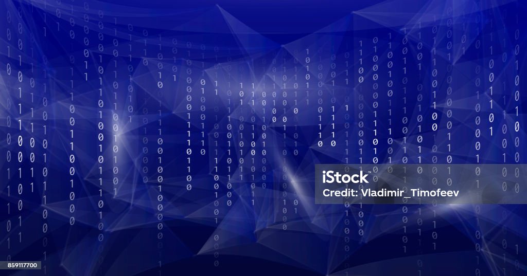 Abstract Polygonal Space Background With Round Space Binary Code Matrix ...