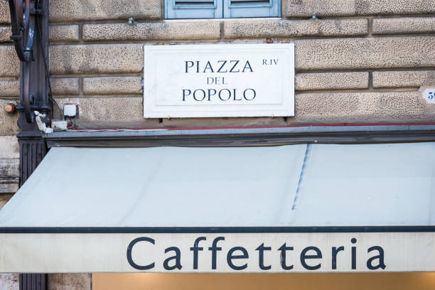 istock Piazza del Popolo sign on a building wall. 859118414