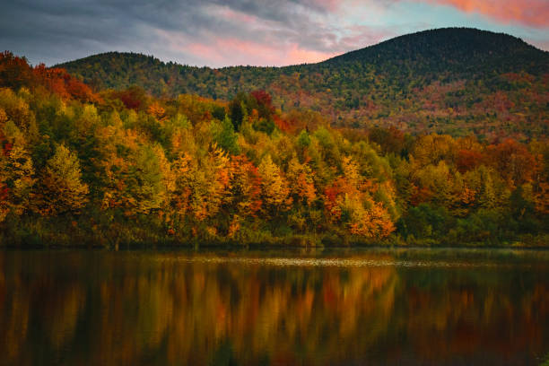 istock Autumn trees reflected in a New England Pond 859118986