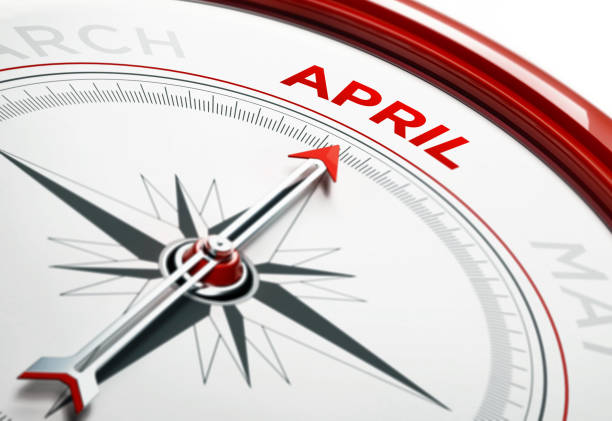 istock Arrow of A Compass Pointing April Month 859119012