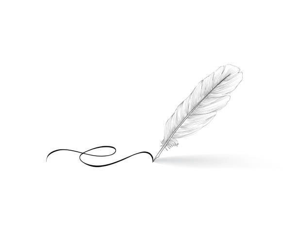 ilustrações de stock, clip art, desenhos animados e ícones de feather pen icon. calligraphy sign. - literatura