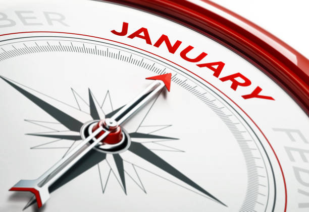 istock Arrow of A Compass Pointing January Month 859122510