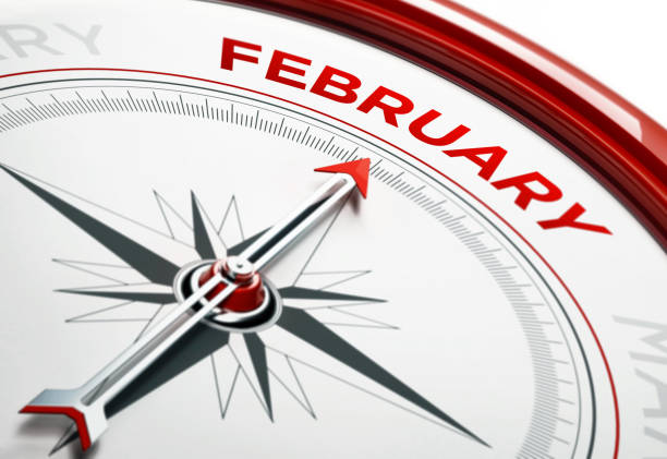 istock Arrow of A Compass Pointing February Month 859122848