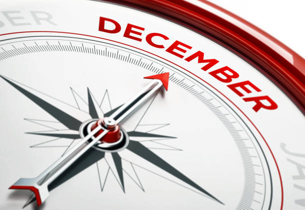istock Arrow of A Compass Pointing December Month 859123142