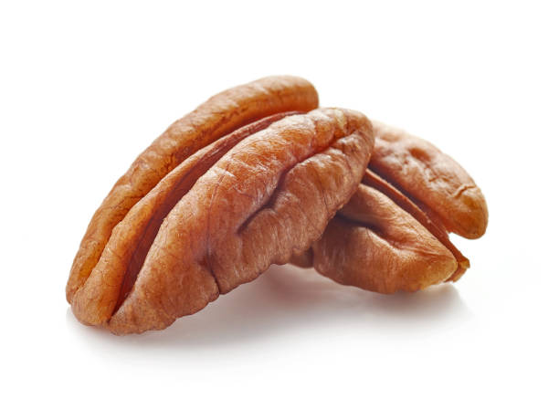 피칸 너트 매크로 - pecan nut isolated protein 뉴스 사진 이미지