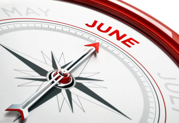 istock Arrow of A Compass Pointing June Month 859125654