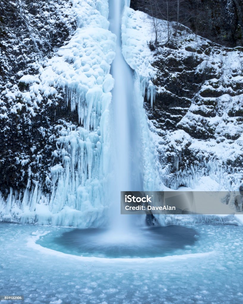 Horsetail Falls Frozen Horsetail Falls on a cold winter day in the Columbia River Gorge, Oregon. Waterfall Stock Photo