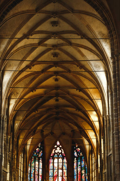 istock Arch in Saint Vitus Cathedral in Prague. Interior architectural scenery. Vertical orientation. 859139180