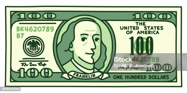 Cartoon 100 Dollar Bill Stock Illustration - Download Image Now - American One Hundred Dollar Bill, US Paper Currency, Cartoon