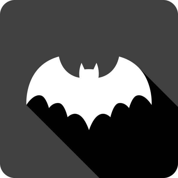 ilustraciones, imágenes clip art, dibujos animados e iconos de stock de silueta del icono de bate - bat halloween silhouette wing