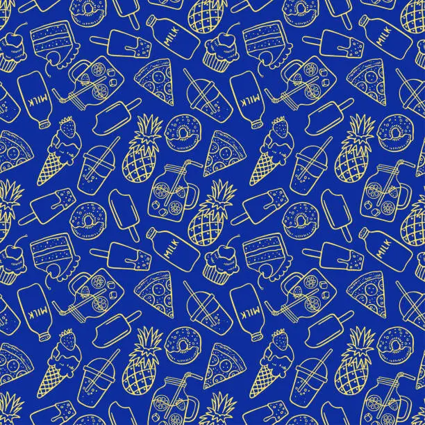 Vector illustration of seamless sketch doodle food