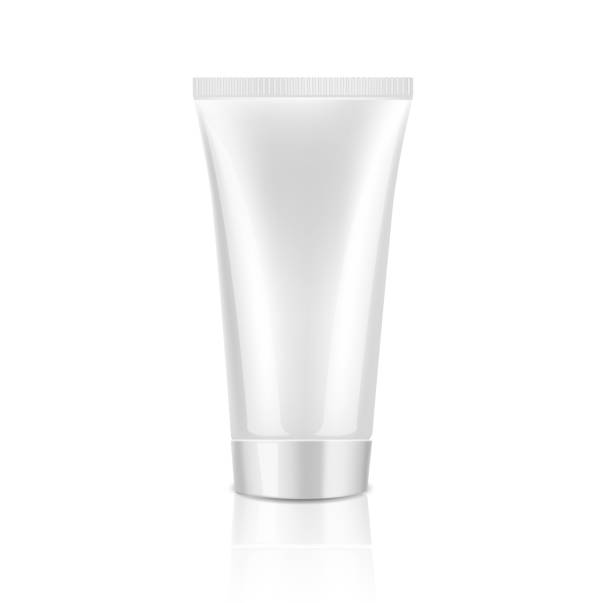 istock Mock up cosmetic white tube with white lid for cream. 859160974
