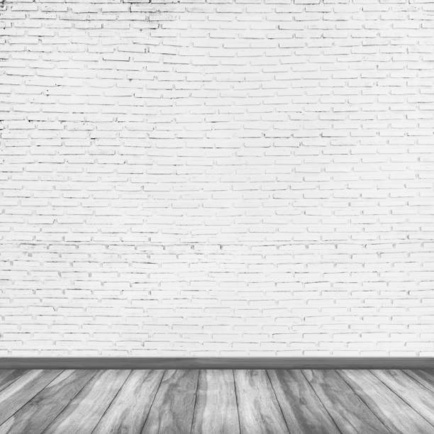 istock Room interior vintage with white brick wall and wood floor 859167944
