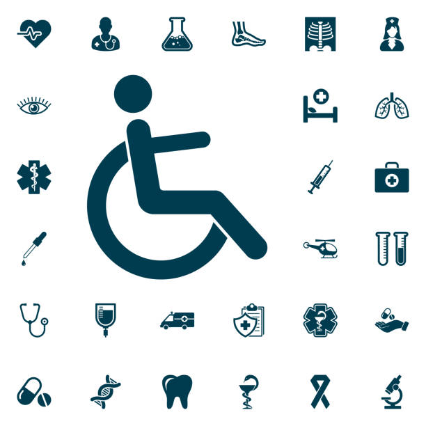 istock Disabled Handicap Icon, medical set on white background. Health Care Vector illustration 859168302